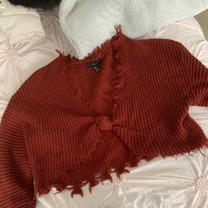 Forever 21 Rust Tie Front Sweater